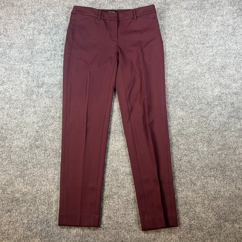 White House Black Market Womens 4L Slim Ankle Pants Burgundy Stretch Career